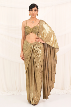 Twist of Gold | Gold knotted saree set