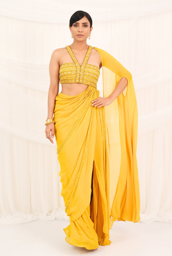 Manjari Saree |  Yellow Draped Sarees