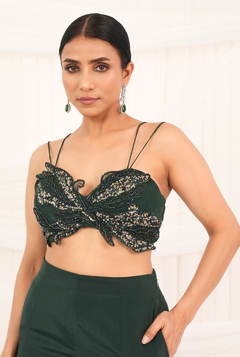 Emerald Echo | Emerald Green Palazzo set with cape