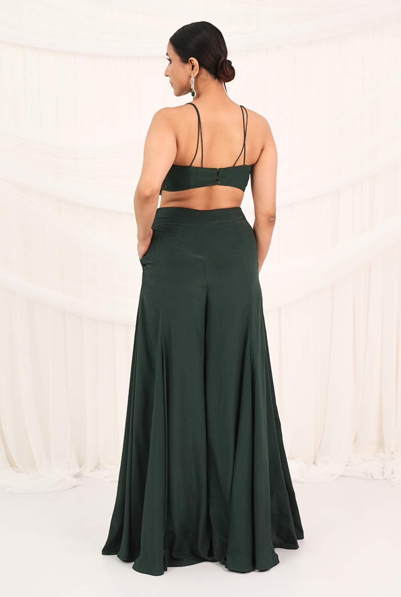 Emerald Echo | Emerald Green Palazzo set with cape