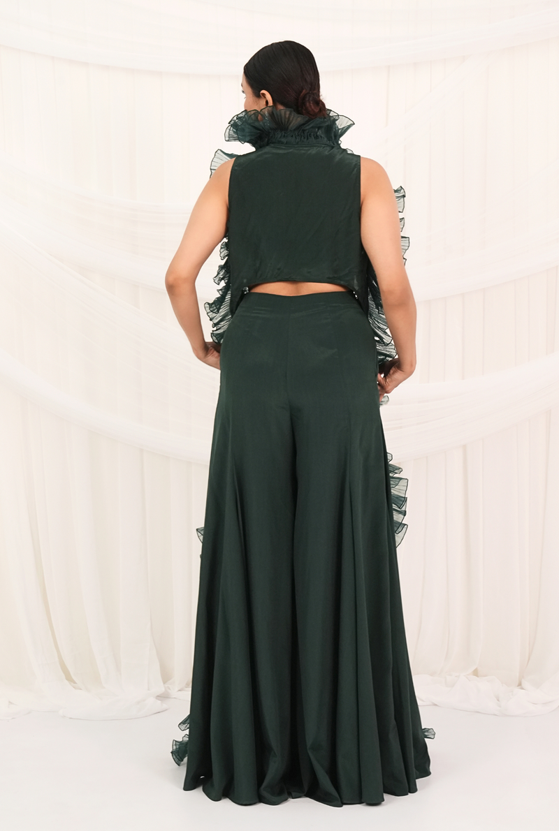 Emerald Echo | Emerald Green Palazzo set with cape