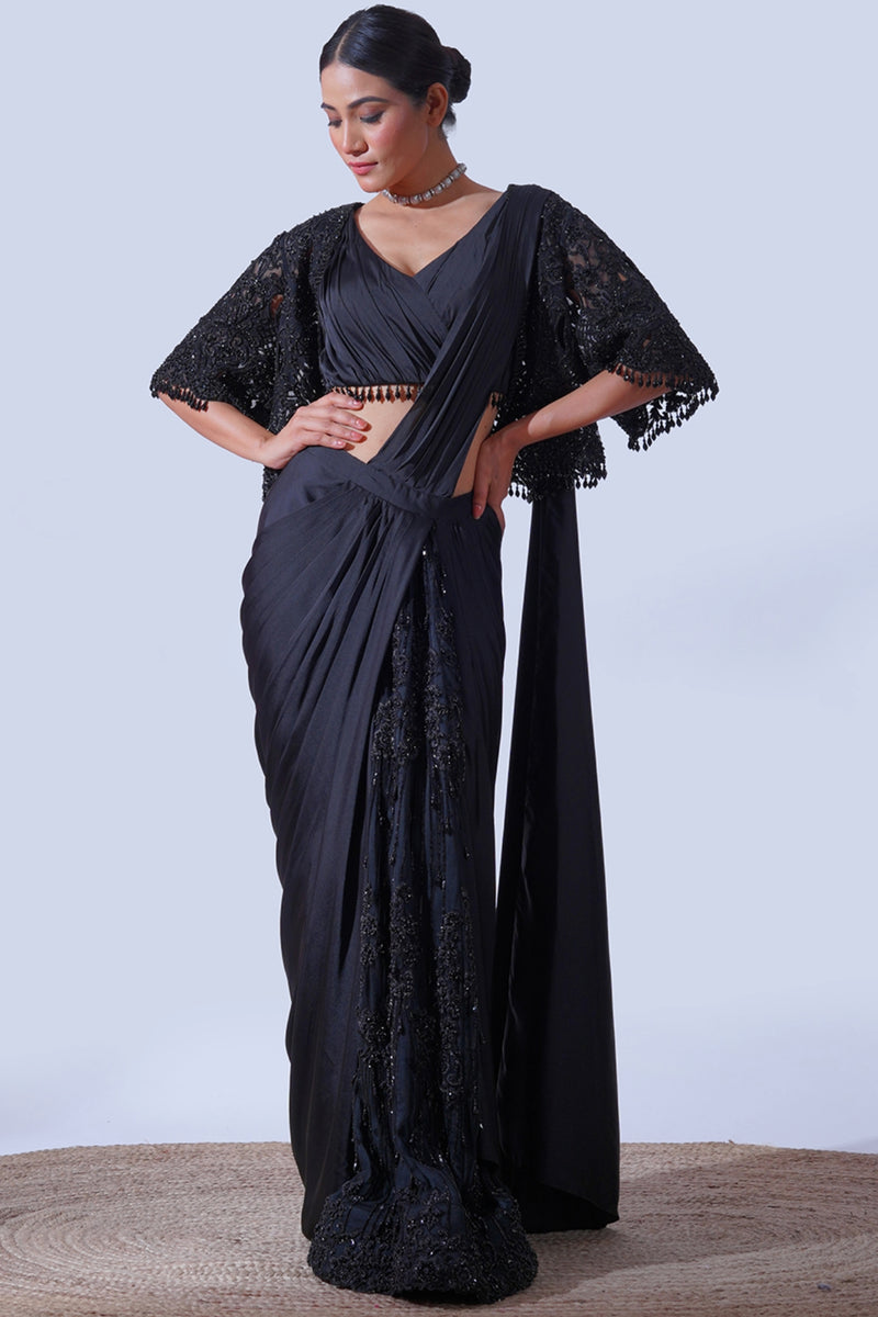 BLACK CUTWORK CAPE