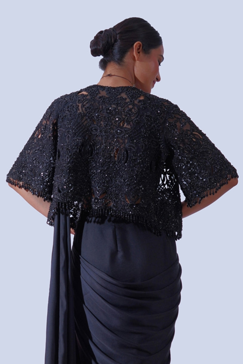 BLACK CUTWORK CAPE