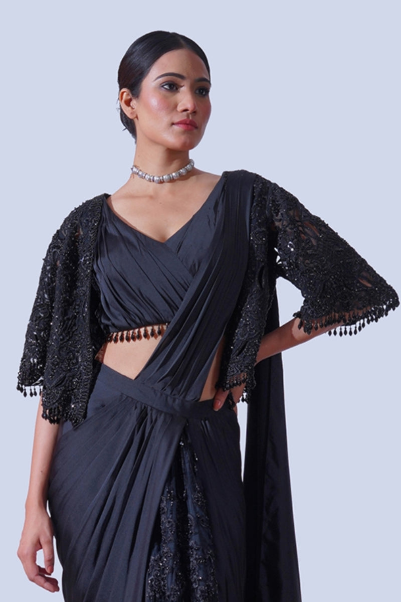 BLACK CUTWORK CAPE