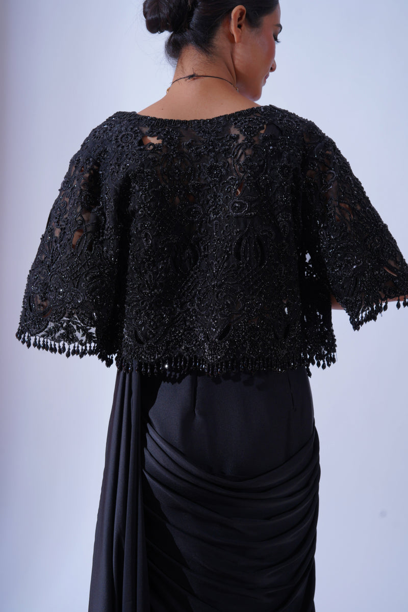 BLACK CUTWORK CAPE